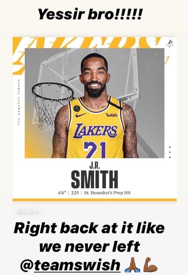 nba湖人易建联_詹姆斯欢迎JR加盟湖人_NBA湖人签下JR·史密斯