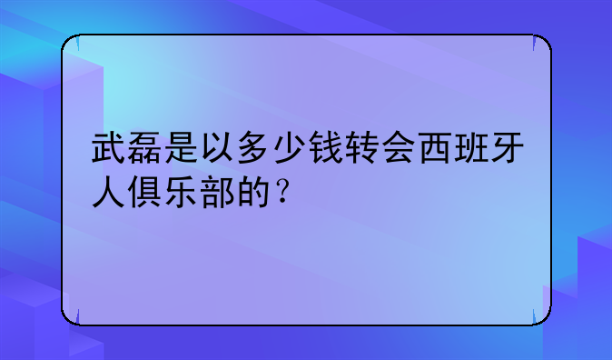 武磊是以多少钱转会西班牙人俱乐部的？